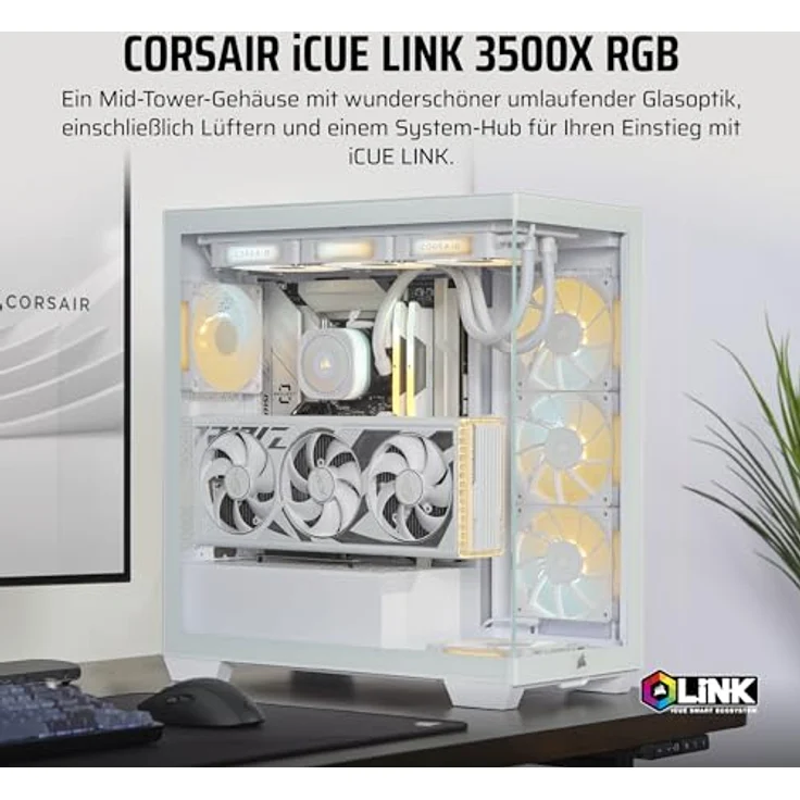 Corsair Case Corsair iCUE 3500X RGB Midi TG white BTF+ZERO PC Gehäuse, Weiss. – Bild 2