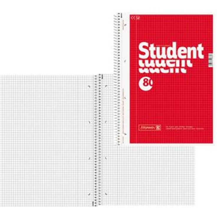 Brunnen Collegeblock Student 1067942, A4, Innenrand, 70 g/m², 80 Blatt, kariert