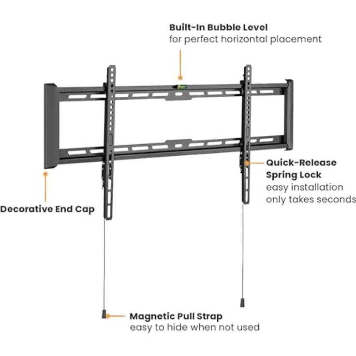 VALUE TV-Wandhalterung, 27 mm Wandabstand, fest, 228,6cm/90", 75kg, schwarz – Bild 3
