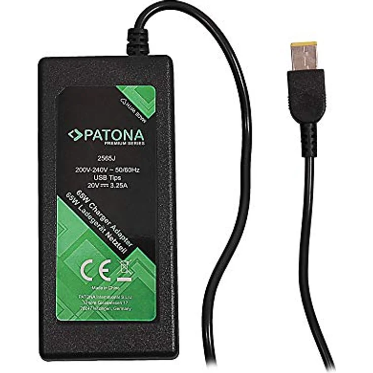 Patona Premium Adapter (65 W) für Notebooks, Hochleistungs-Netzteil in Schwarz mit Sicherheitsvorkehrungen – Bild 2