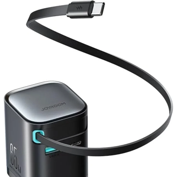 Joyroom JR-TCL02, 65 W USB Ladegerät mit einziehbarem Kabel und GaN 3.0 Technologie, Schwarz – Bild 4