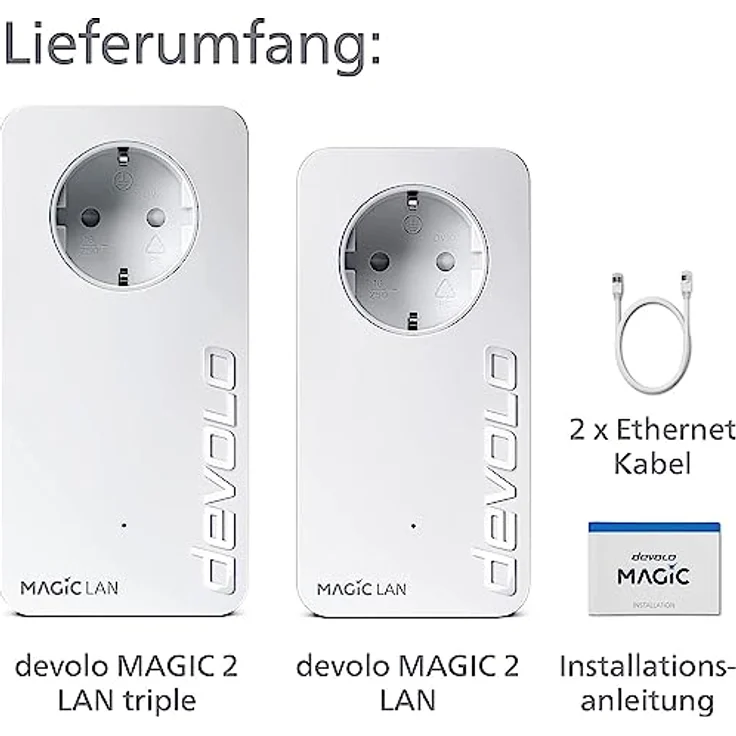 devolo Magic 2 LAN 2400 triple Starter Kit: Weltweit schnellstes Powerline LAN-Adapter-Set für Ihr Highspeed-Heimnetzwerk, ideal für Home Office (2400 Mbit-s, 3x Gigabit LAN-Anschlüsse, G.hn) – Bild 7
