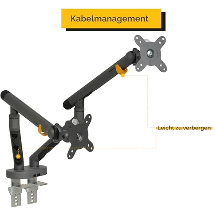 BakkerElkhuizen Bildschirm Halterung BE Flexible Dual - 2 Monitor Halterung Tisch - für 10 Biss 27 Zoll Monitor - Höhenverstellbar - Schwarz – Bild 4