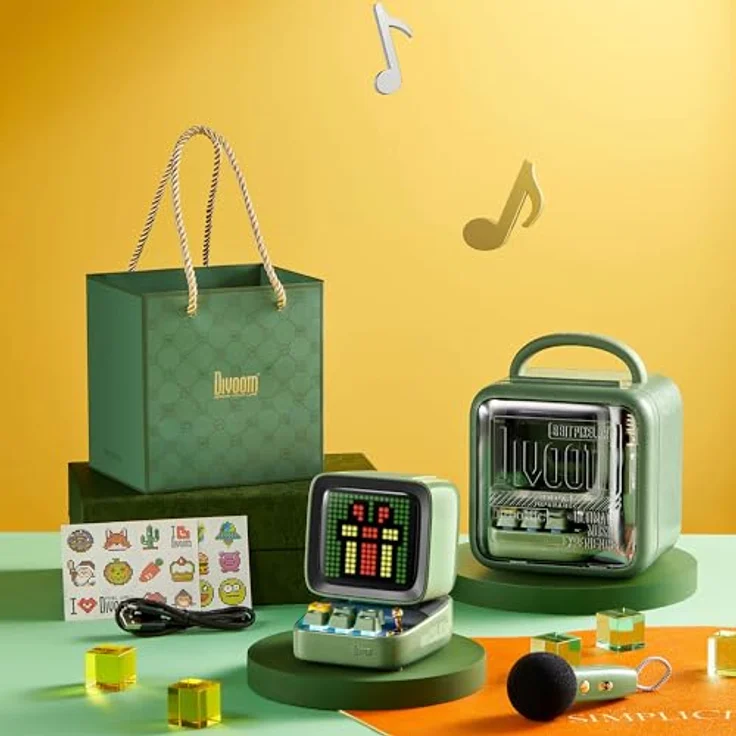 Divoom DitooMic, Bluetooth Lautsprecher mit 8 Stunden Akkubetrieb und Mini-Wireless-Mikrofon, Grün – Bild 8