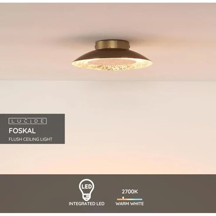 LUCIDE FOSKAL Deckenleuchte Ø 21,5 cm LED 1x6W 2700K Messing – Bild 3