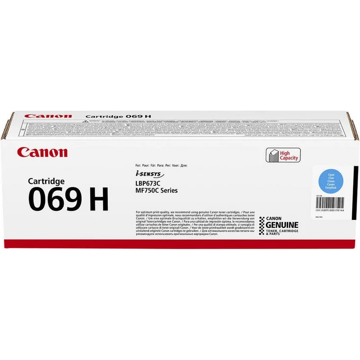 Canon Tonerkartusche 069H, originale Tonerpatrone, hohe Ergiebigkeit bis zu 5500 Seiten, cyan
