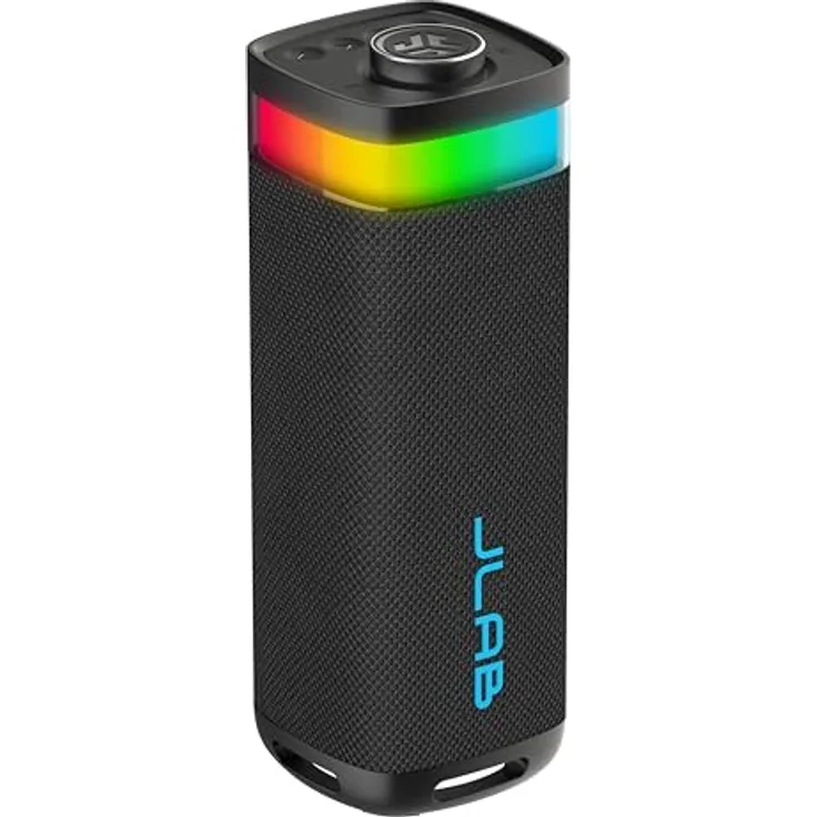 JLab JBuds Party, Tragbarer Bluetooth Lautsprecher mit 30W, 12H+ Akkulaufzeit, RGB Licht, IP56 wasserfest, Schwarz