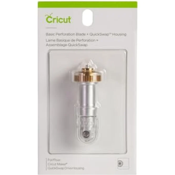 Cricut Basic Perforation Blade + QuickSwap ™ -Gehäuse, präzise Perforationsklinge für perfekte Abrisse, Metall, Gold/Silber – Bild 1