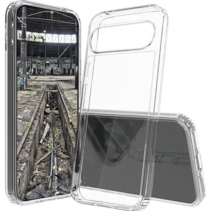 JT Berlin Pankow-Clear Schutzhülle für Google Pixel 9/9 Pro, transparent, Wireless-Charging kompatibel, stoßabsorbierender TPU Rahmen, kratzfeste Rückseite aus Acrylglas, anti-fingerabdruck.