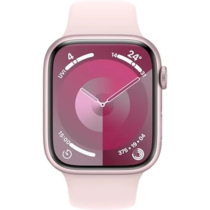 Apple Watch Series 9 GPS, 45 mm Aluminiumgehäuse Rosé, Sportarmband Hellrosa – M/L – Bild 2