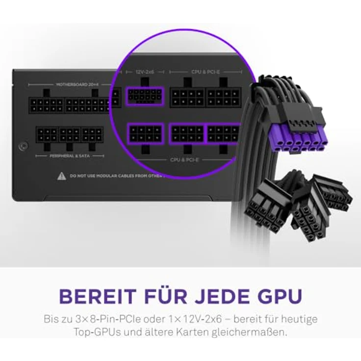 NZXT C850 Gold Core, 850W ATX 3.1 Netzteil, 80 Plus Gold, Cybenetics Platinum, vollmodular, PCIe 5.1, Zero-RPM-Lüfter, 105 °C-Kondensatoren, schwarz – Bild 5