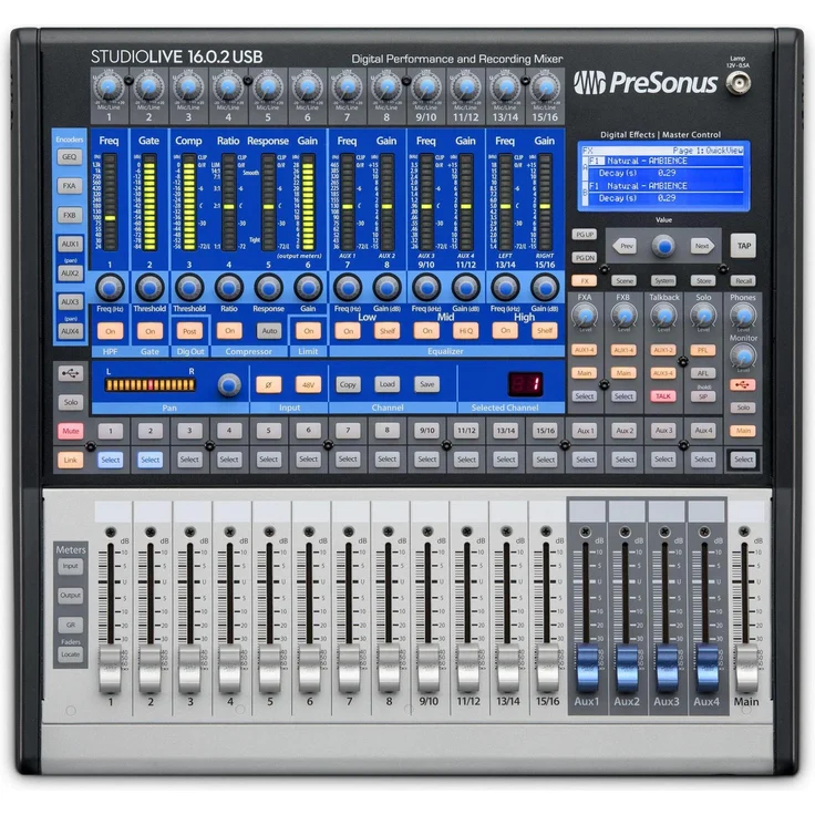 PreSonus StudioLive 16.0.2 USB, 16-Kanal Mischpult für Studio- und Live-Anwendungen, mit 32-bit Effektprozessoren und schwarz