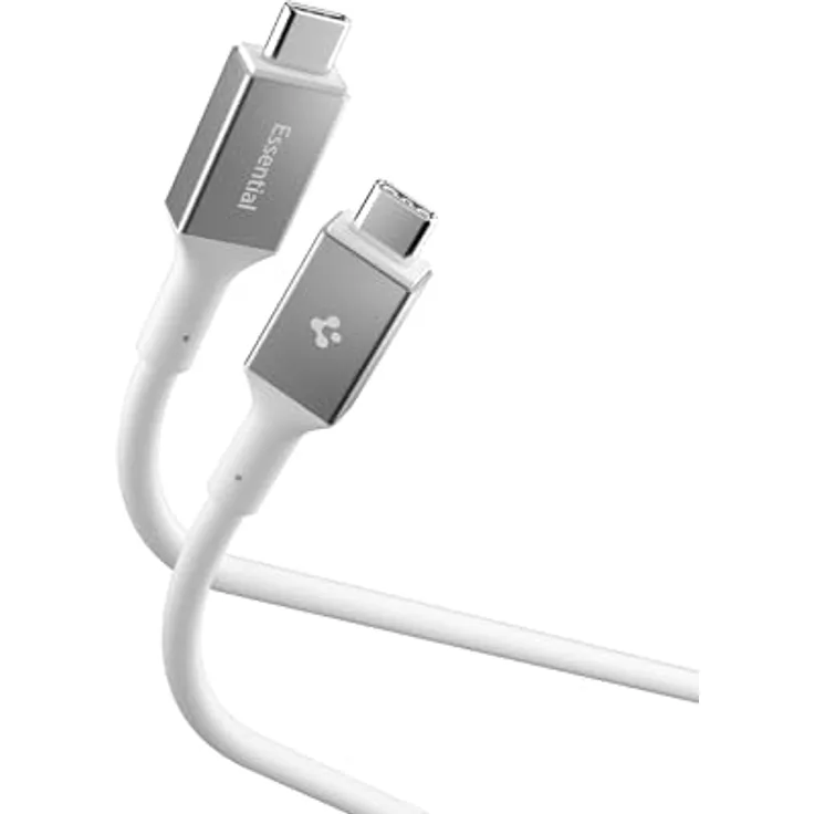 Spigen Essential USB C Kabel 240W PD Schnellladekabel [1,2m] USB-C auf USB-C 40Gbps mit E-Marker Chip für iPhone 17/16/15 Pro Max, Google Pixel 10, MacBook Pro/Air, Weiß