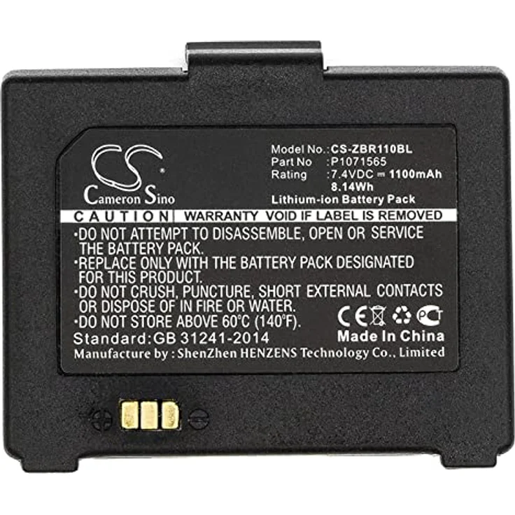 Cameron Sino CS-ZBR110BL Akku 1100mAh für Bixolon SPP-R200, Zebra ZQ110, 7.4V Li-ion, schwarz – Bild 3