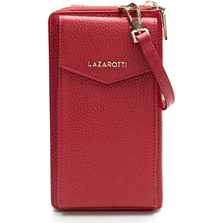 Lazarotti Bologna Leather Handytasche, 100% Leder, rot, 11 cm x 3.5 cm x 19 cm – Bild 1