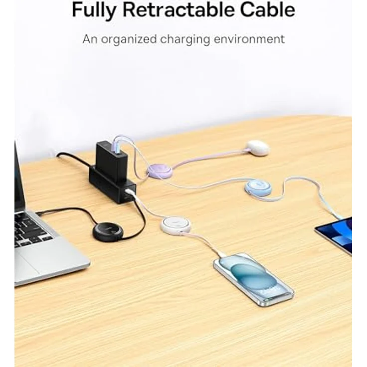 Baseus Free2 Draw Mini Reel Type-C to Type-C 100W Kabel 1m. - Schwarz, Flexibles Kabel, 100W PD Schnellladung, Smart Chip, 480Mbps Übertragungsrate – Bild 5