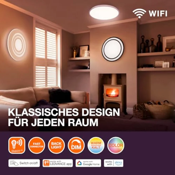 LEDVANCE SMART+ LED ORBIS LISA Wand- und Deckenleuchte Tunable White WiFi 48,4 cm Stahl Schwarz, 573536 – Bild 5