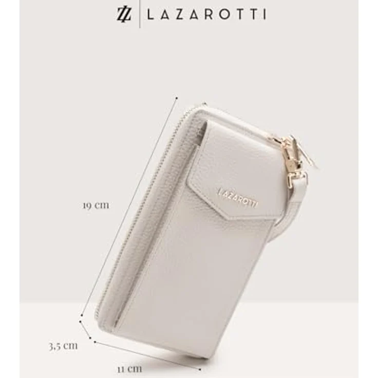 Lazarotti Bologna Leather Smartphone-Hülle, Leder mit 16 Kreditkartenfächern, schwarz – Bild 5