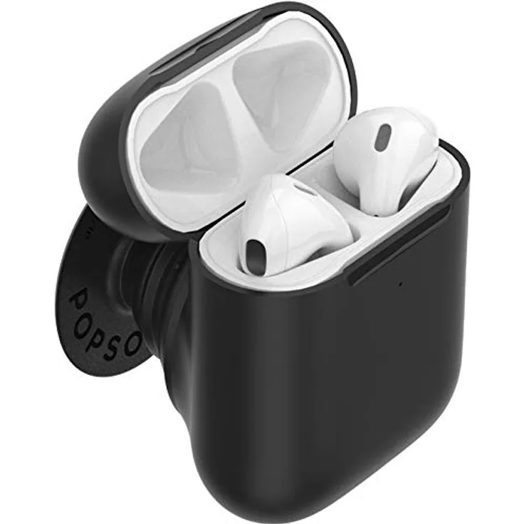 PopSockets Airpods Halter Schwarz Abnehmbarer Griff mit Case Premium