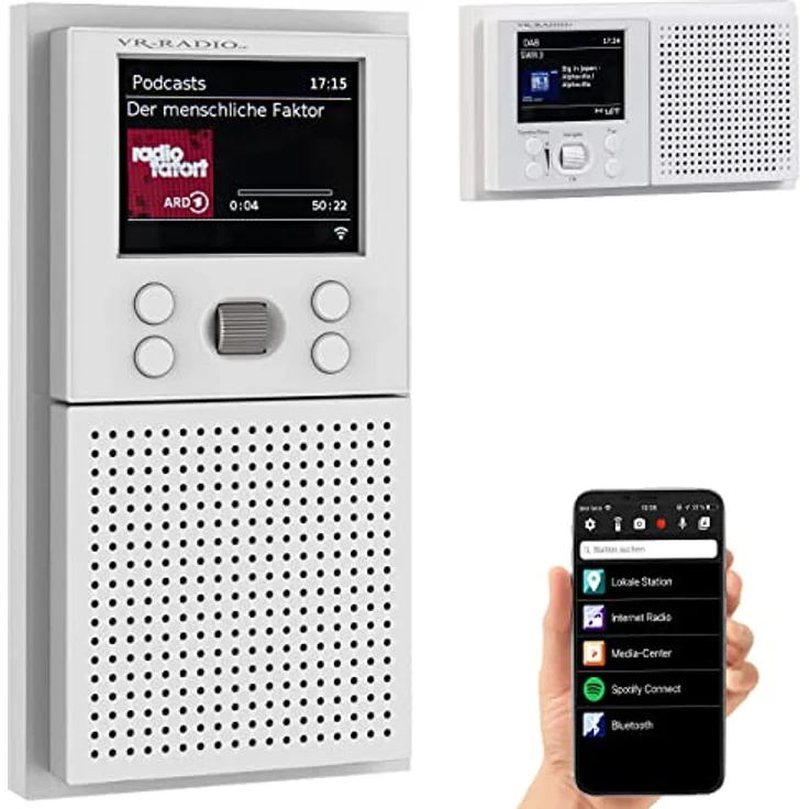 VR-Radio Unterputzradio: Unterputz-WLAN-Internetradio mit Bluetooth & Farbdisplay, DSP, App, 8W (Unterputz Radio WLAN und Bluetooth, Unterputzradio WLAN, Steckdose Schalter) – Bild 1