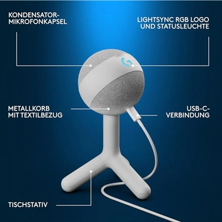 Logitech G Yeti Orb RGB Gaming-Kondensatormikrofon mit LIGHTSYNC, USB-Mikrofon zum Streaming, Schwarz – Bild 5