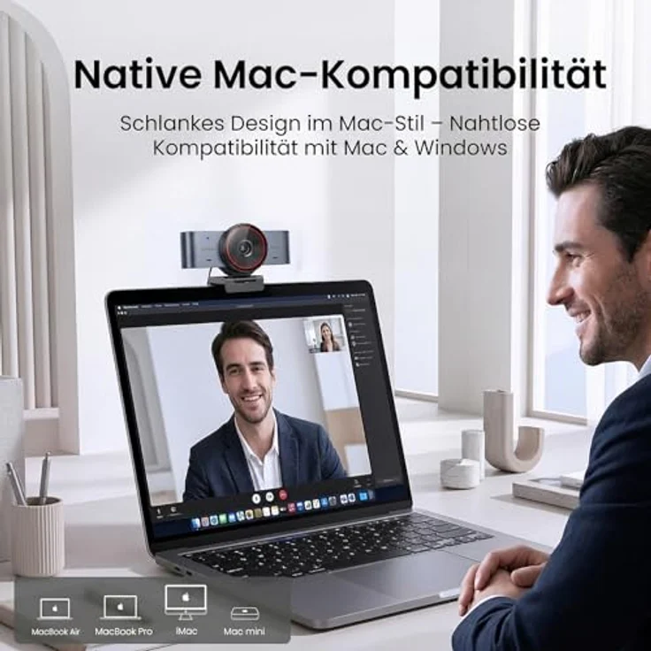 EMEET C960 Ultra Webcam 4K, USB Webkamera für Mac mit 1/1,5" Sensor, schneller Autofokus und integrierter Datenschutzabdeckung – Bild 4