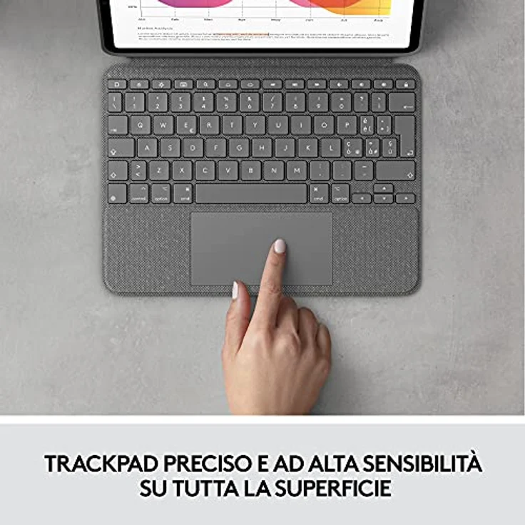 Logitech Combo Touch iPad Air (4. und 5. Gen - 2020, 2022) Keyboard Case, Italienisches QWERTY-Layout - Grau – Bild 4