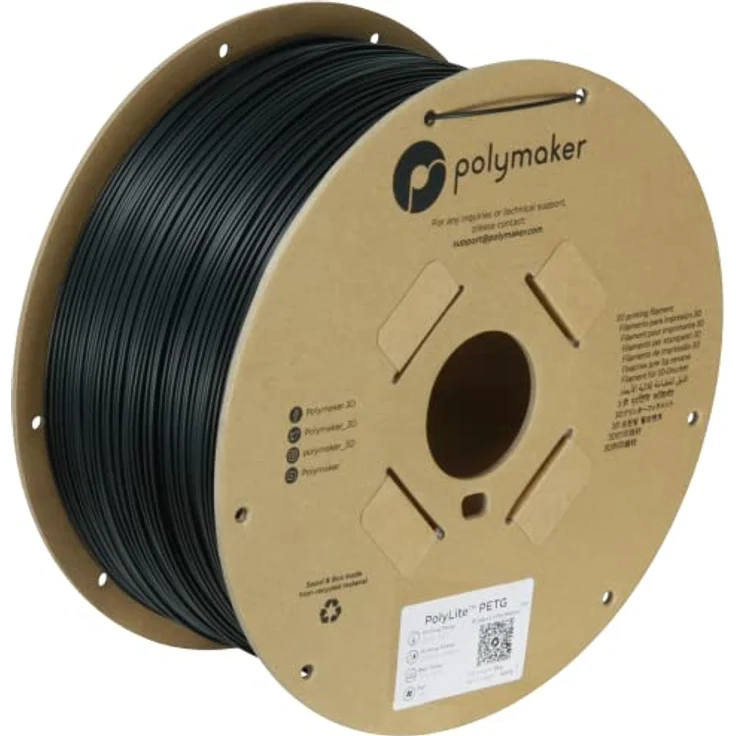 Polymaker PolyLite™ PB01043 Filament PETG 1.75mm Schwarz, hitzebeständig, hohe Zugfestigkeit, 3000g – Bild 1