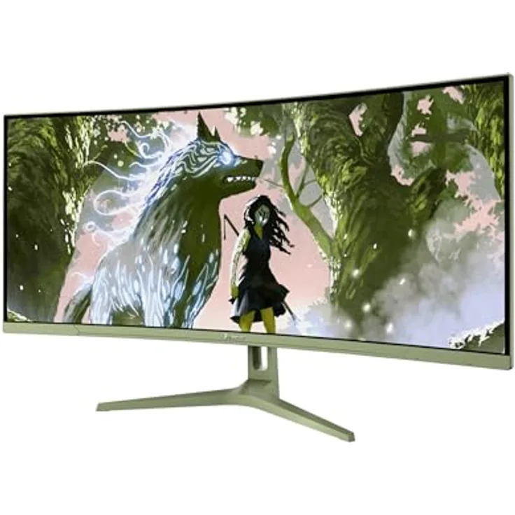 Arozzi Nova 34", Curved Gaming Monitor mit 165Hz, Ultrawide QHD 1440p, Adaptive Sync, HDR10, flimmerfrei, 90% sRGB - Waldgrün