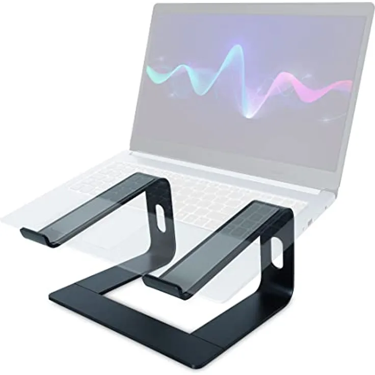 keepdrum RS102BK Laptopständer für Notebooks 10-20 Zoll Schwarz, Robuster Ständer aus Metall mit Anti-Rutsch-Beschichtung