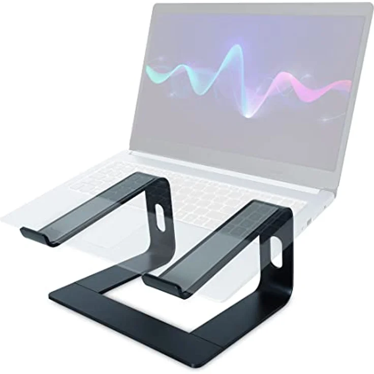 keepdrum RS102BK Laptopständer für Notebooks 10-20 Zoll Schwarz, Robuster Ständer aus Metall mit Anti-Rutsch-Beschichtung – Bild 1
