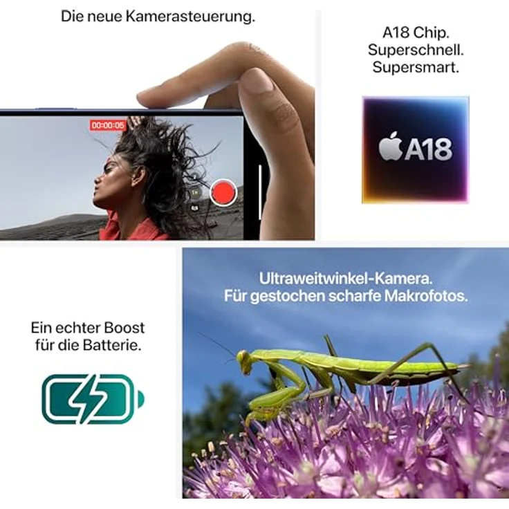Apple iPhone 16 Plus 5G Smartphone (6,7 Zoll) OLED-Display, 128 GB interner Speicher, iOS 18, weiß – Bild 5