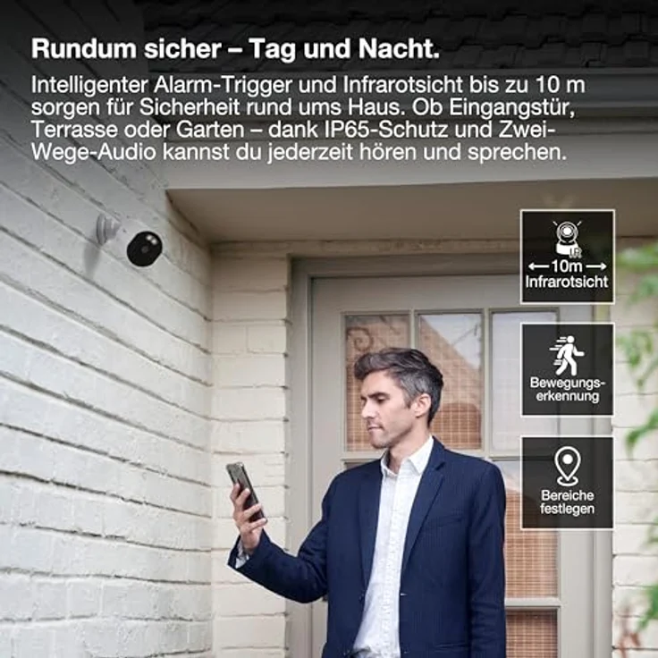 OSRAM SMART+ WIFI OUTD CAMERA FIXED, IP67 Überwachungskamera mit smarter Bewegungserkennung, weiß – Bild 4