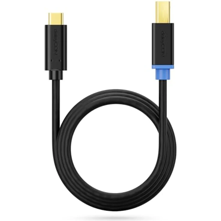 deleyCON 3,0m USB 3.0 Drucker Scanner Kabel USB-C auf Typ B, hohe Datentransferrate, wendbarer Stecker, Schwarz – Bild 4