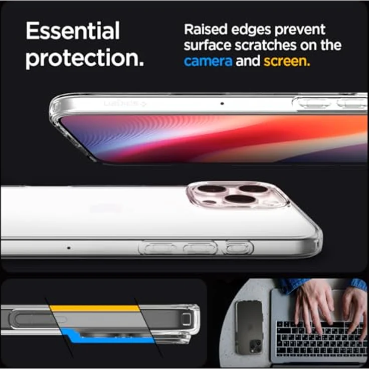 Spigen Liquid Crystal Hülle Kompatibel mit iPhone 16 Pro -Crystal Clear, Transparentes TPU Material, Schutzrand für Display und Kamera, Air Cushion und Mikro Punkt Technologie – Bild 5