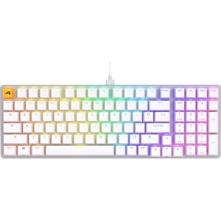 Glorious Gaming GMMK 2 Full Size (96%) – Mechanisches Gaming-Keyboard, Aluminiumrahmen, anpassbar, Doubleshot-Kappen, Fox Schalter, tastenweise RGB, Amerikanisch QWERTY Layout - Weiß – Bild 1