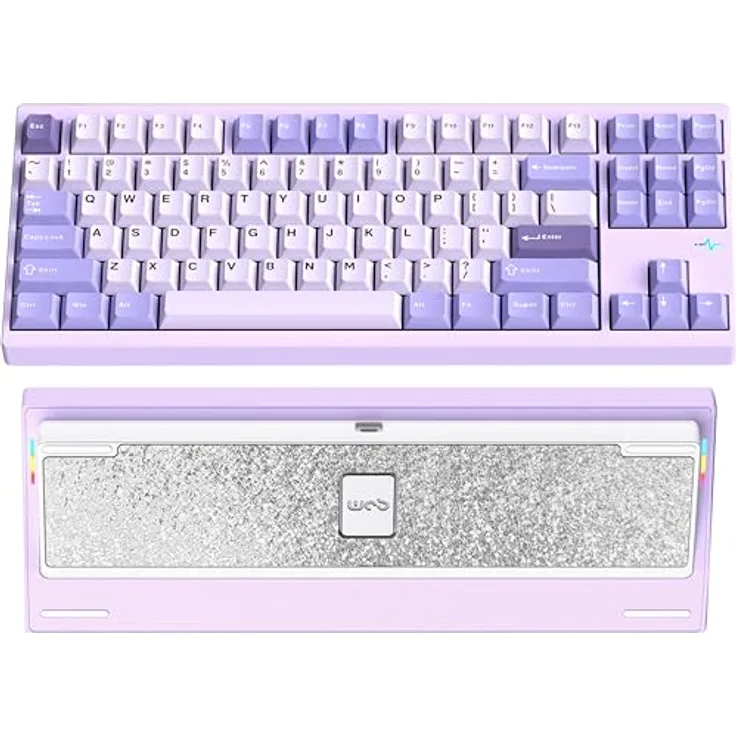 CutiePcs WOBKEY Crush 80 Reboot, Mechanische Tastatur mit 5-Sekunden-Schnellverschluss, Dreifach-Verbindungsmodi, CNC Aluminium, Pro Lila
