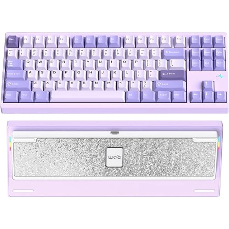 CutiePcs WOBKEY Crush 80 Reboot, Mechanische Tastatur mit 5-Sekunden-Schnellverschluss, Dreifach-Verbindungsmodi, CNC Aluminium, Pro Lila
