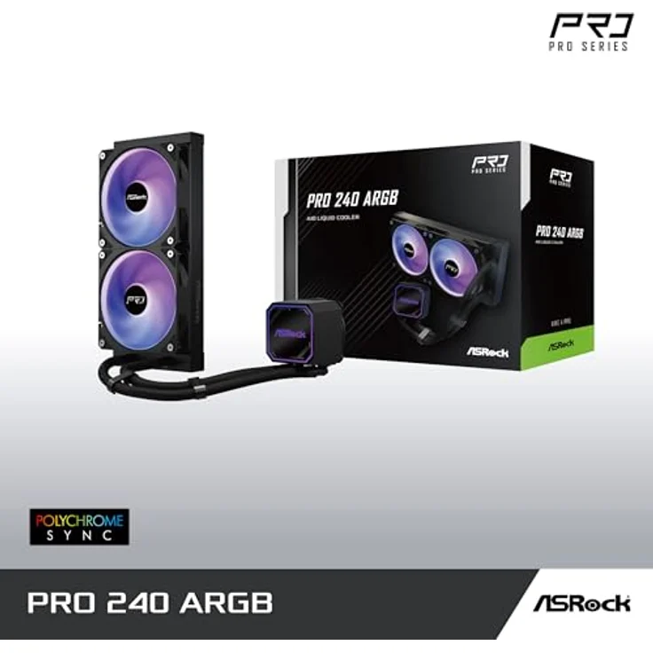 ASRock Pro 240 ARGB Wasserkühlung, AIO-Flüssigkeitskühler mit optimierter Stabilität und Effizienz – Bild 8
