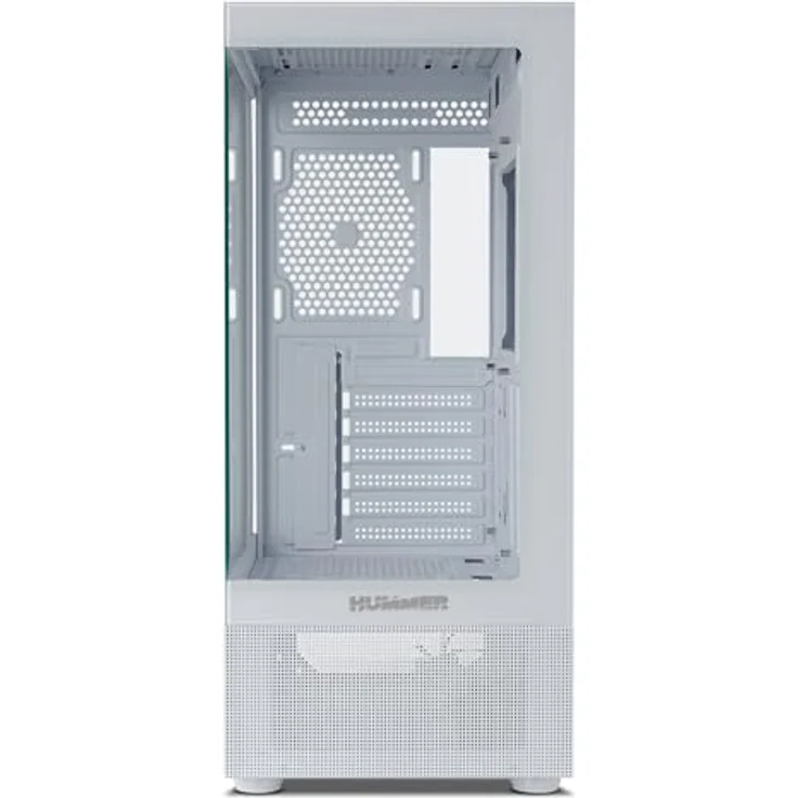 NOX XTREME PRODUCTS Hummer Vision White, Semitower ATX Gehäuse mit gehärtetem Glas, Platz für 5 Lüfter, kompatibel mit Grafikkarten bis 300mm, USB 3.0, Weiß – Bild 5