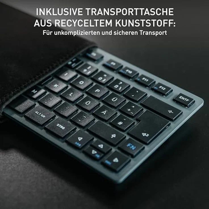 CHERRY KW 7100 Mini BT, Kompakte Multi-Device-Tastatur mit 3 Bluetooth®-Kanälen, Deutsches Layout (QWERTZ), Flaches Design, inkl. Transporttasche, Agave Green – Bild 6
