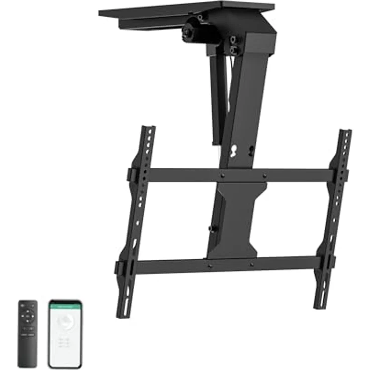 EasyLife EL-DHM-ND75S, TV Deckenhalter V2 elektrisch schwenkbar, Smart Home Integration, für 37 bis 75 Zoll (VESA bis 600x400), Schwarz – Bild 1