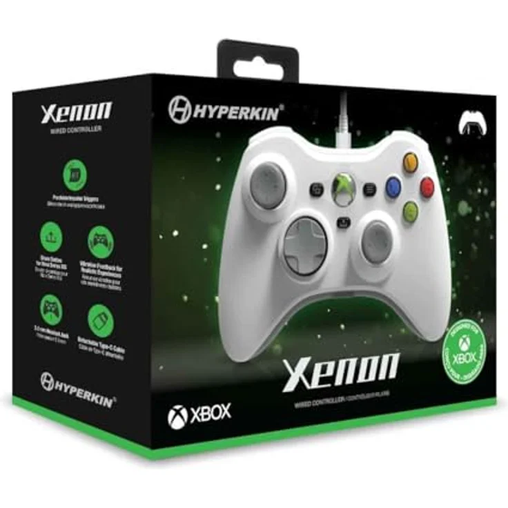 Hyperkin XB Controller Xenon Wired, Gaming Controller für Xbox Series S, Xbox One S, PC, haptisches Feedback, 3,5-mm-Kopfhöreranschluss, Weiss – Bild 6