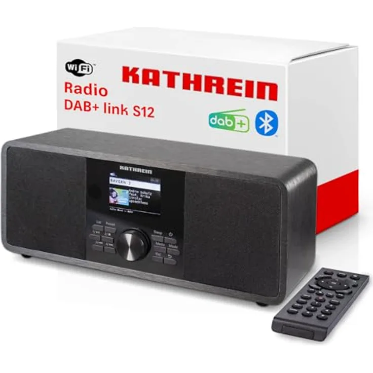 Kathrein DAB+ link S12 I DAB Plus Radio mit EWF I Digitalradio DAB+ & UKW, Internetradio I WLAN Radio mit Bluetooth für Streaming, Aux 3,5mm I Radio mit Fernbedienung & App-Steuerung in schwarz