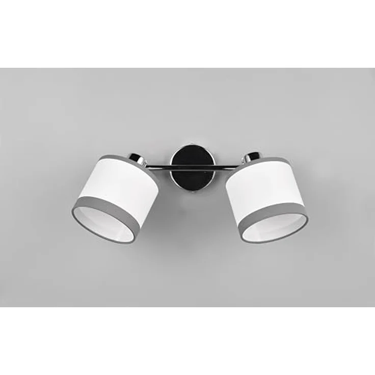 RL LIVE YOUR LIGHT Reality Leuchten Spotbalken Davos R81552006, Metall Chrom, Schirme Stoff Grau/Weiß, exkl. 2x E14 – Bild 5