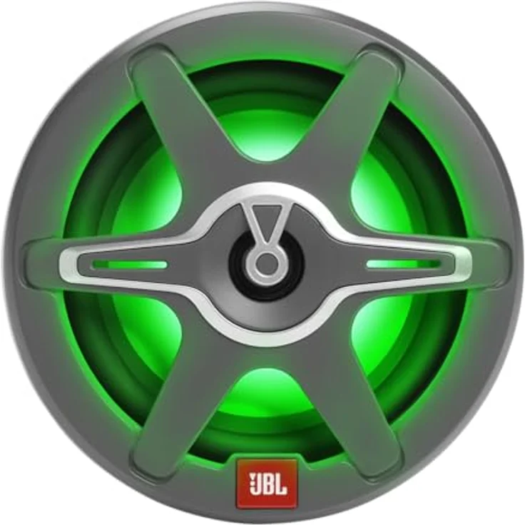 JBL Club Marine Lautsprecher 6 1/2" 2-Weg Hochleistungs Outdoor Lautsprecher Wasserdicht, 225W Boot Boxen von Harman Kardon, IPx5 Außenlautsprecher Wetterfest, RGB LED-Beleuchtung, 2 Grillfarben – Bild 4