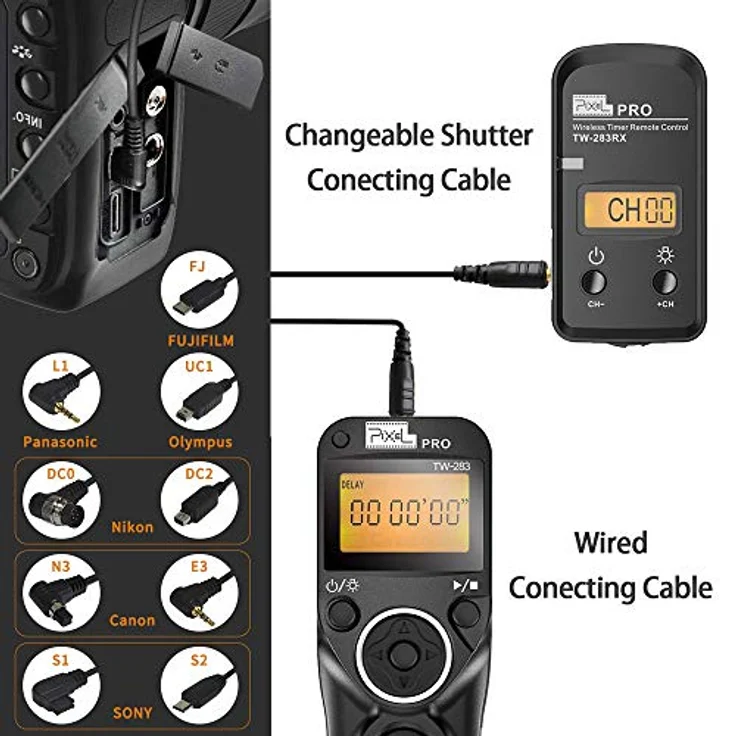 Pixel TW-283 E3 Infrarot-Auslöser Fernauslöser Timer Fernbedienung für Canon Digital SLR Kamera 80D 70D 60D 760D 750D 700D 650D 600D 550D 500D 450D 400D 350D 300D 100D 1300D 1200D 1100D 1000D – Bild 8