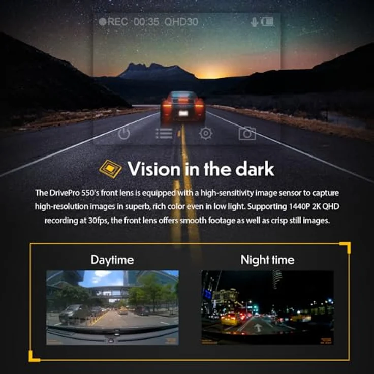 Transcend DrivePro 550 Dashcam, 2K Ultra HD, 128GB MicroSD, Schwarz, mit GPS und WLAN – Bild 5