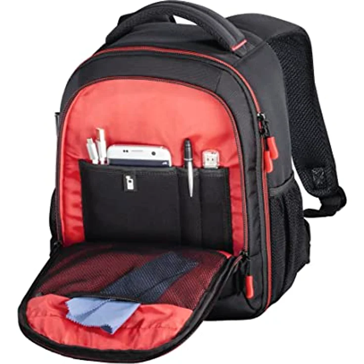 'Hama Miami Rucksack schwarz, rot ? Bezug (Rucksack, Universal, schwarz, rot, Polyester, staubgeschützt, spritzwassergeschützte, 25,6 cm (10.1)) – Bild 5