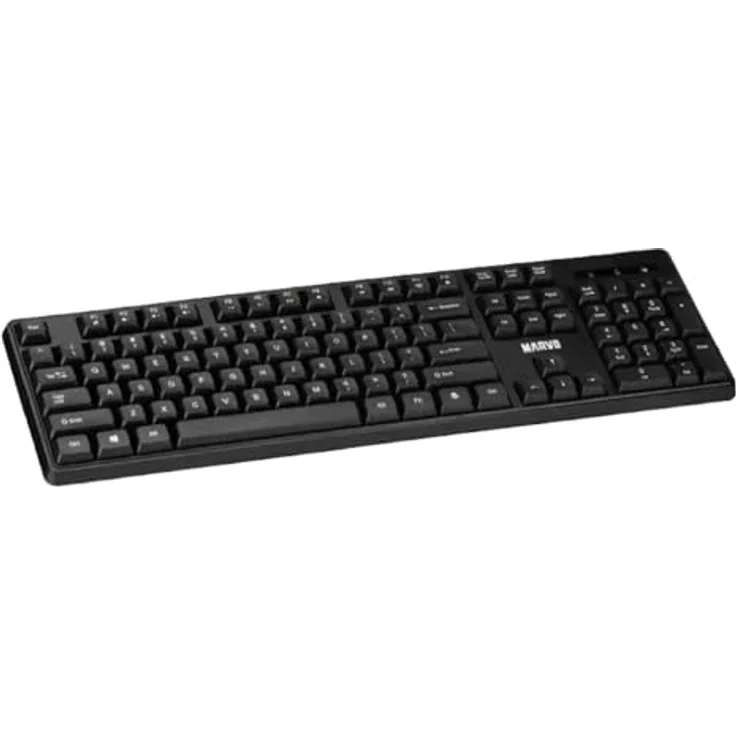 MARVO WS005-BK Kabelloses Tastatur und Maus Set, 2.4 GHz Verbindung, englisches QWERTY-Layout, Gaming & Büro, Membrantastatur, 1600 DPI Maus, Schwarz – Bild 2